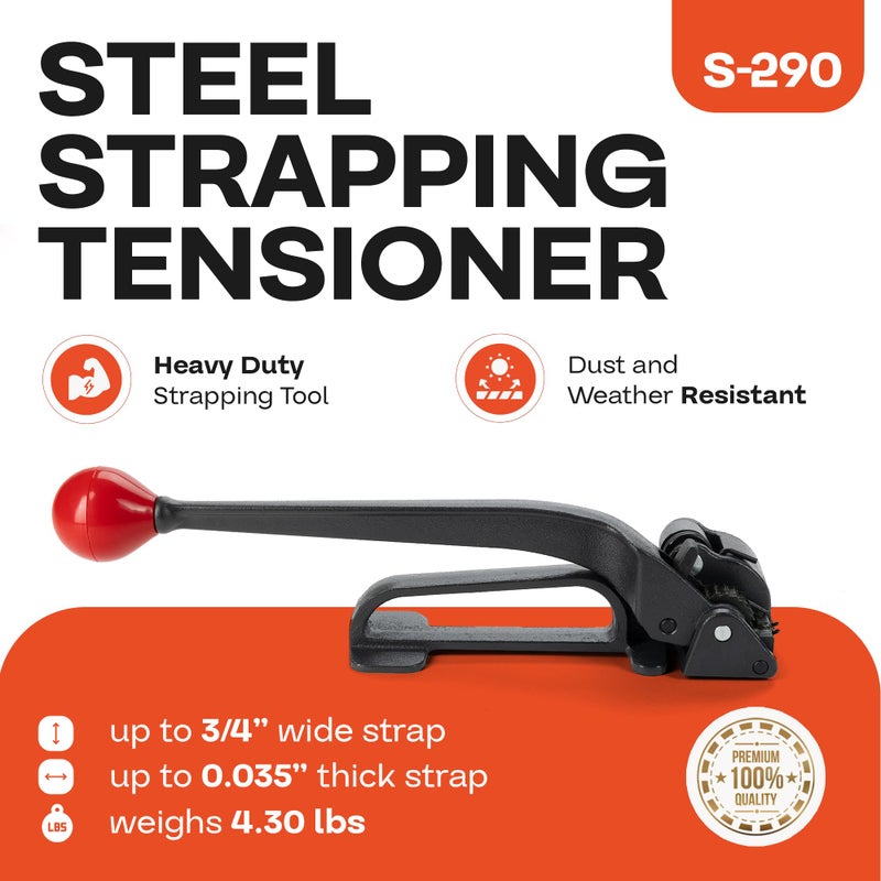 IDL Packaging S-290 Steel Strapping Tensioner for 3/8" to 3/4" Width Strapping - Heavy-Duty Banding Tool for High Tensile Packaging - Feedwheel Strapping Tool with Long Service Life - Image 2
